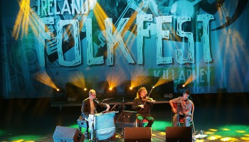 Iarla Ó Lionáird, who performed with Fiddle player Martin Hayes and Guitarist Jim Murray, at the Ireland Folkfest Killarney at the INEC Killarney